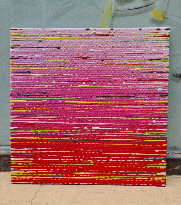 Coloured lines 23 2025, 20x20,  Spray-Lack auf Malkarton, € 130
